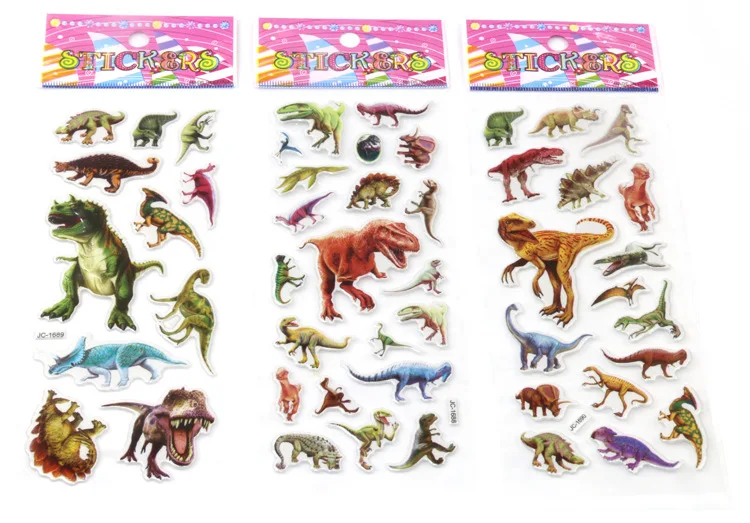 20 листов/партия стикеры в виде пузырьков Мультяшные 3D Динозавры юрского периода