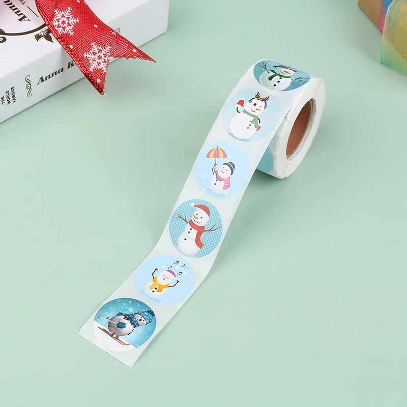 

500pcs seal label sticker Merry Christmas sticker 1.5 inch snowman Christmas