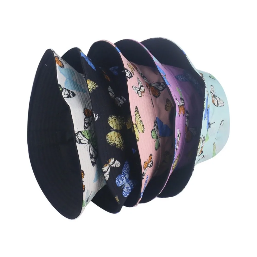 

Fisherman Hat Female Spring and Summer Sunscreen Display Butterfly Print Plus Size Panama Hat Bucket Hats