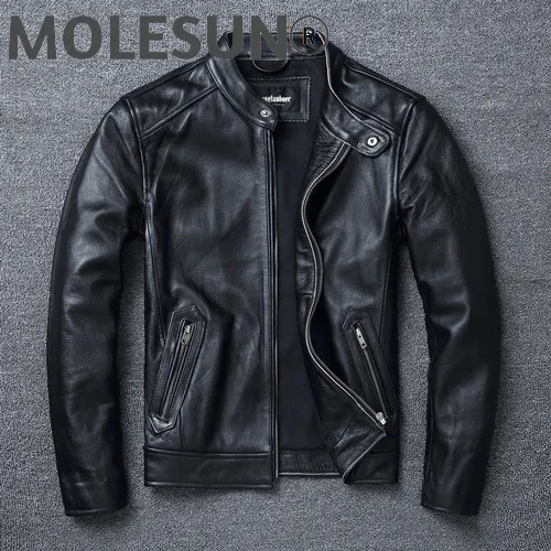 

AKOOSUN Men's Clothing Genuine Cow Leather Jacket Men Motorcycle Mens Jackets Vintage Clothes Autumn Coat 5XL 6XL Veste LXR634