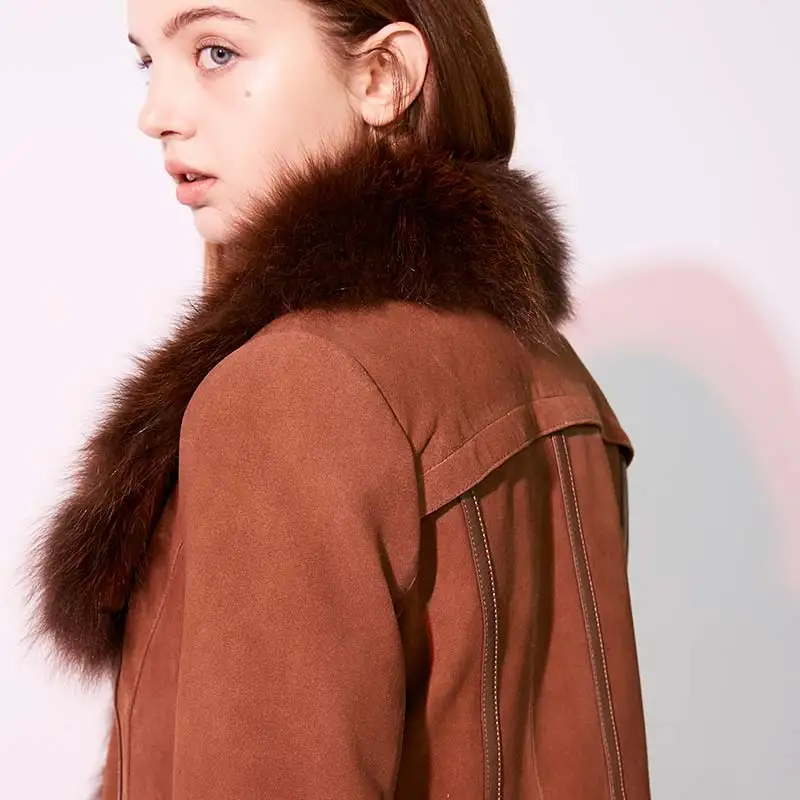 Vero Moda Новая женская кожаная куртка из овчины с воротником из лисьего меха на молнии | 318428525