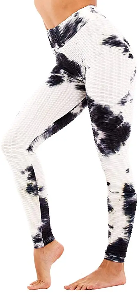 

Женские леггинсы с рюшами для подтяжки ягодиц, эластичные штаны для йоги, текстурированные антицеллюлитные колготки с высокой талией, женс...