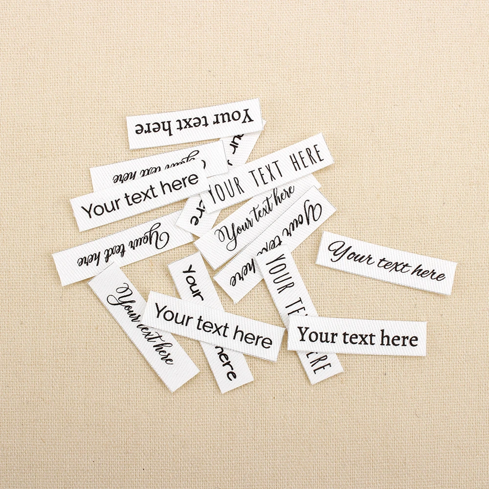160pcs Custom Ironing Labels Clothing Text iron on Organic Cotton Fabric Name Label (TB3266) |