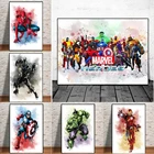 Картины на холсте Marvel Мстители, супергерои, Акварельные картины, настенные плакаты, художественные принты для гостиной, украшение для дома