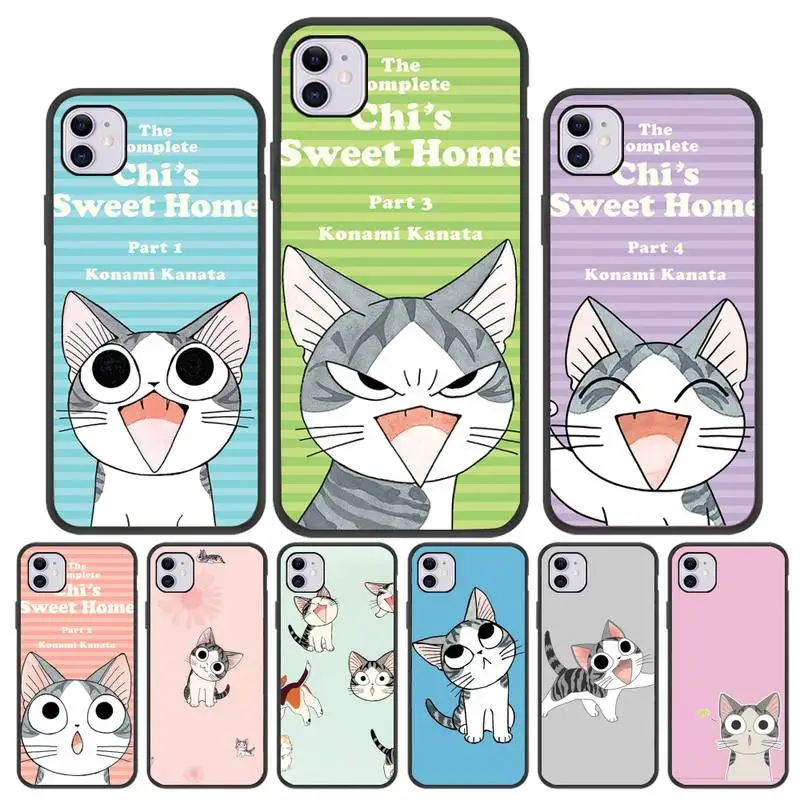 

Chi's Sweet Home Cat Anime Phone Case For IPhone 11 12 13 Pro XS Max 6 7 8 Plus 6S X XR Mini Black Cover Shell