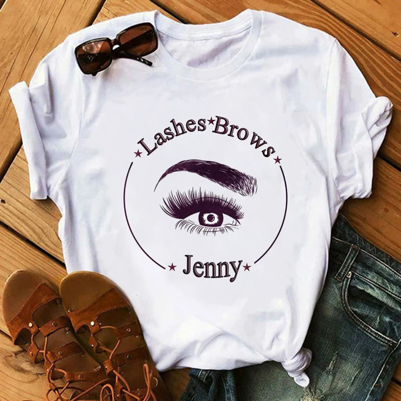 

2021 Summer New Fashion Short Sleeve Women T-shirt Eyes Eyebrows Graphic Printed Female Tshirts Girls Harajuku Casual Tops TeeS