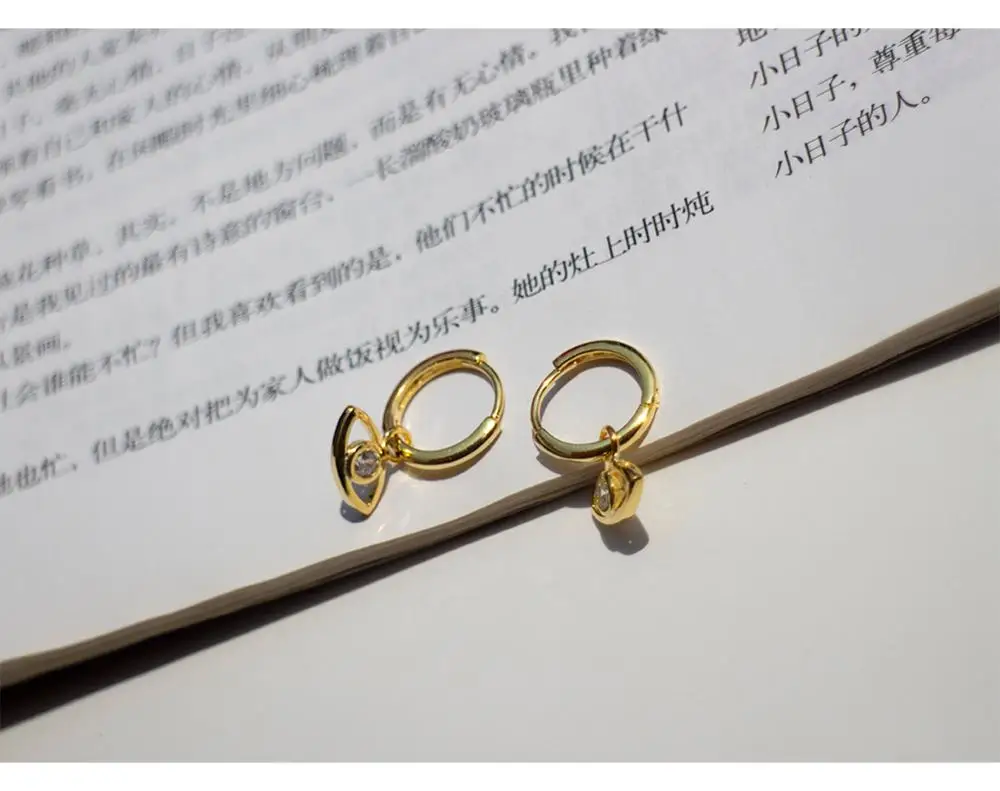 Серьги из стерлингового серебра S925 пробы, модные серьги из циркония с золотым глазом, модные серьги для женщин и девушек, ювелирные изделия для ушей