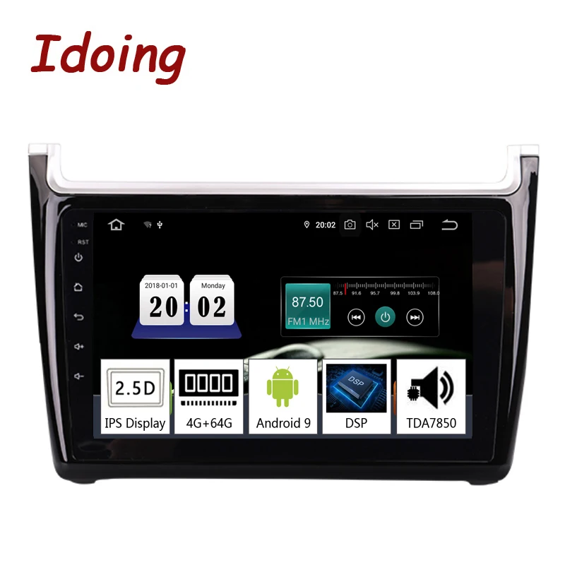 Idoing " 2.5D ips автомобильный Android 9,0 Радио мультимедийный плеер для VOLKSWAGEN/VWPolo 2011- PX5 Восьмиядерный 4G+ 64G gps навигация