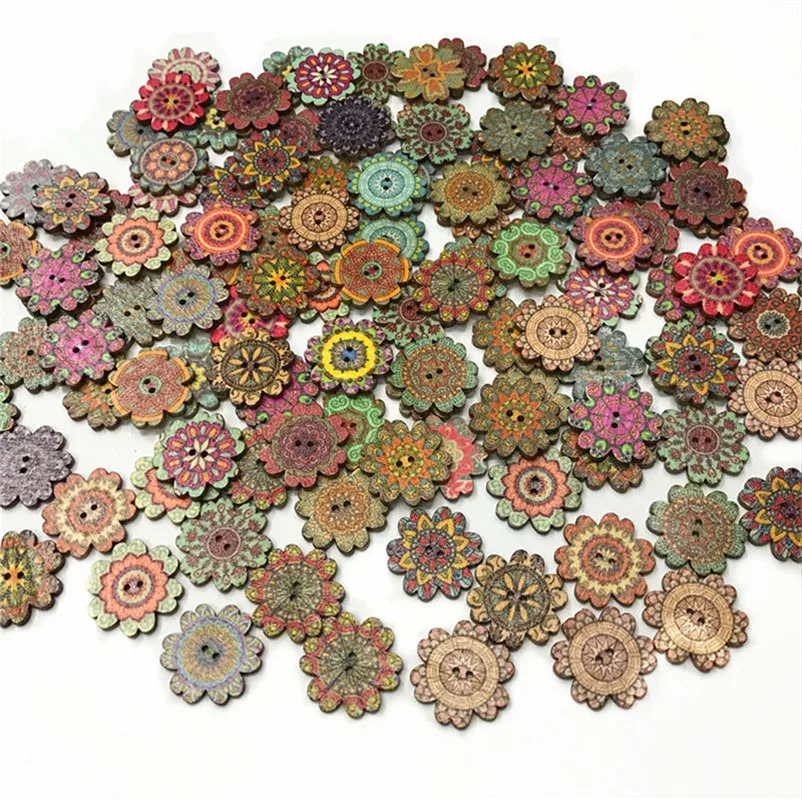 

500PCS Retro Wood Button Gear Wood Buttons for Handwork Sewing Scrapbook Clothing Crafts Accessories Gift Card Decor 20mm 25mm