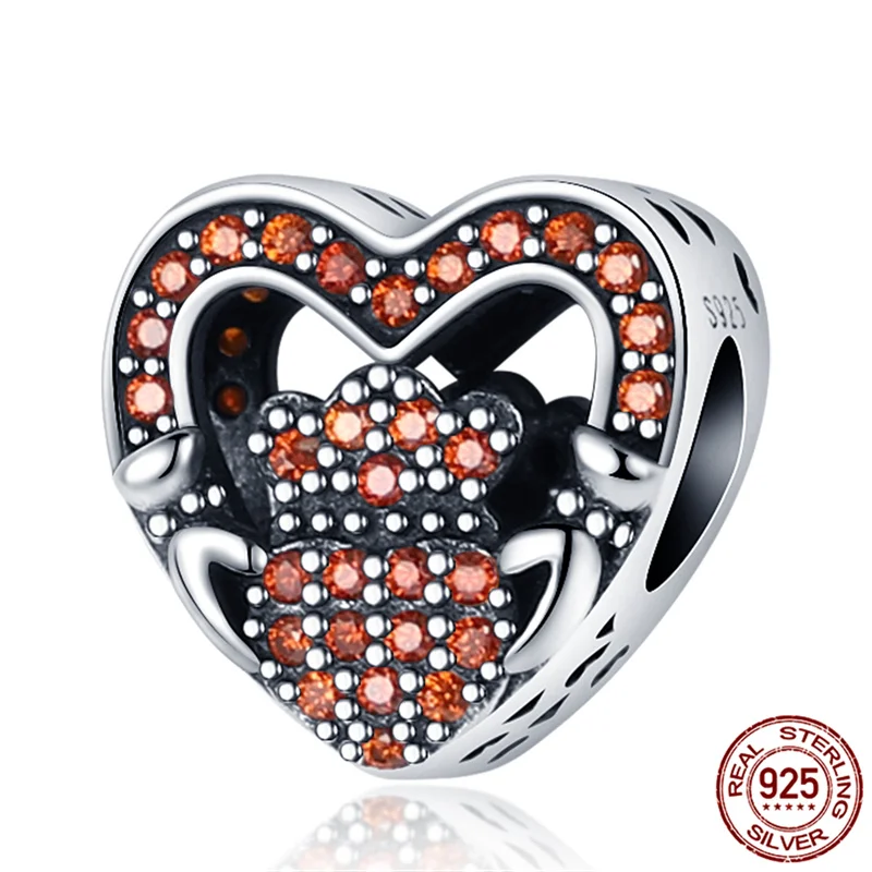 

Heart-Shaped With Bricks Bead&Charm 100% 925 Sterling Silver Fit 3mm Bracelet&Bangle Making Fashion DIY Jewelry For Women