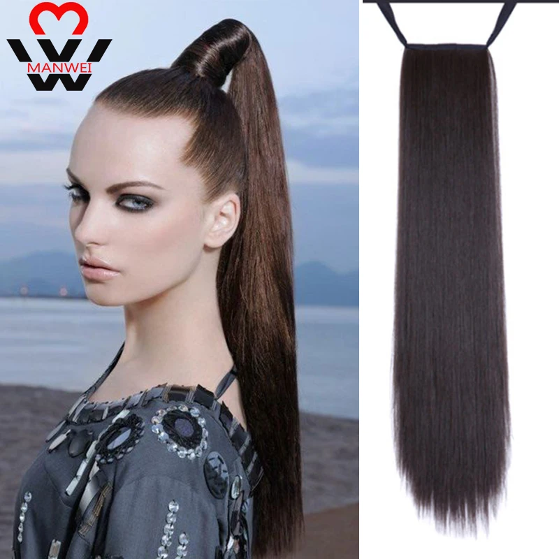 Женские конский хвост на клипсе MANWEI черные и коричневые термостойкие