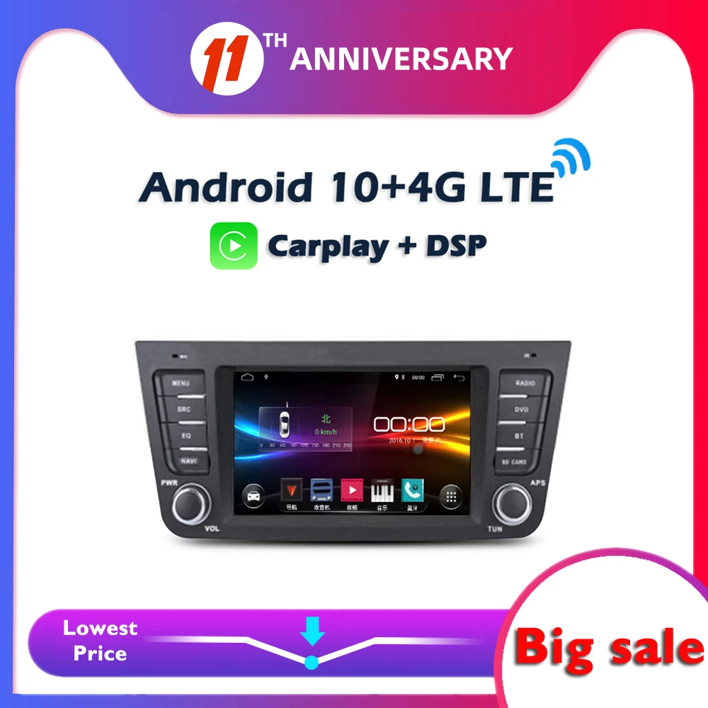 Автомобильный DVD плеер 6 ГБ + 128 Гб Carplay DSP IPS Android 10 0 4G LTE GPS карта WIFI Bluetooth 5 RDS