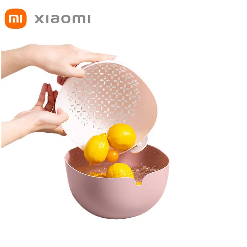 

Xiaomi Youpin Home-cuenco de fruta double, cesta de drenaje, plato de fruta grande, cocina creativa, cesta de lavado de verduras