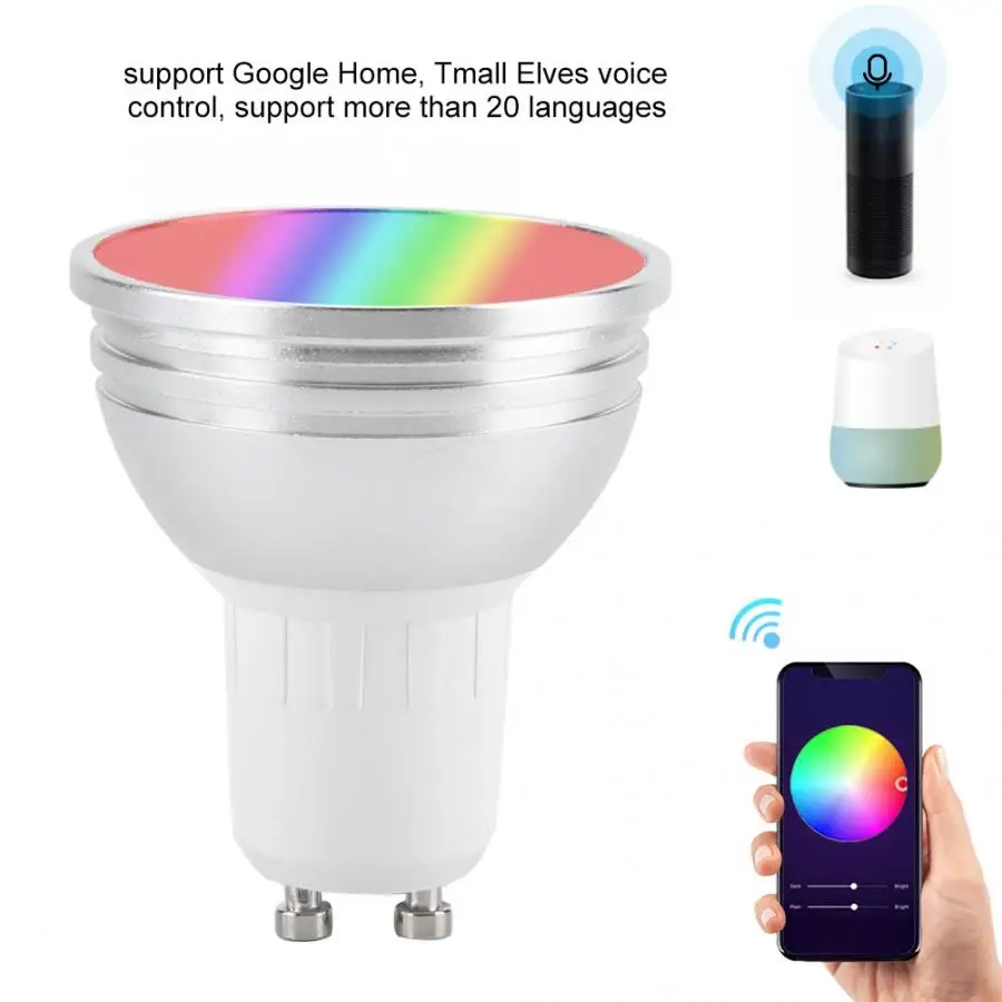 Светодиодная лампа E27/GU10/GU5.3 RGB + CW с Wi Fi 6 Вт|Светодиодные лампы и трубки| |