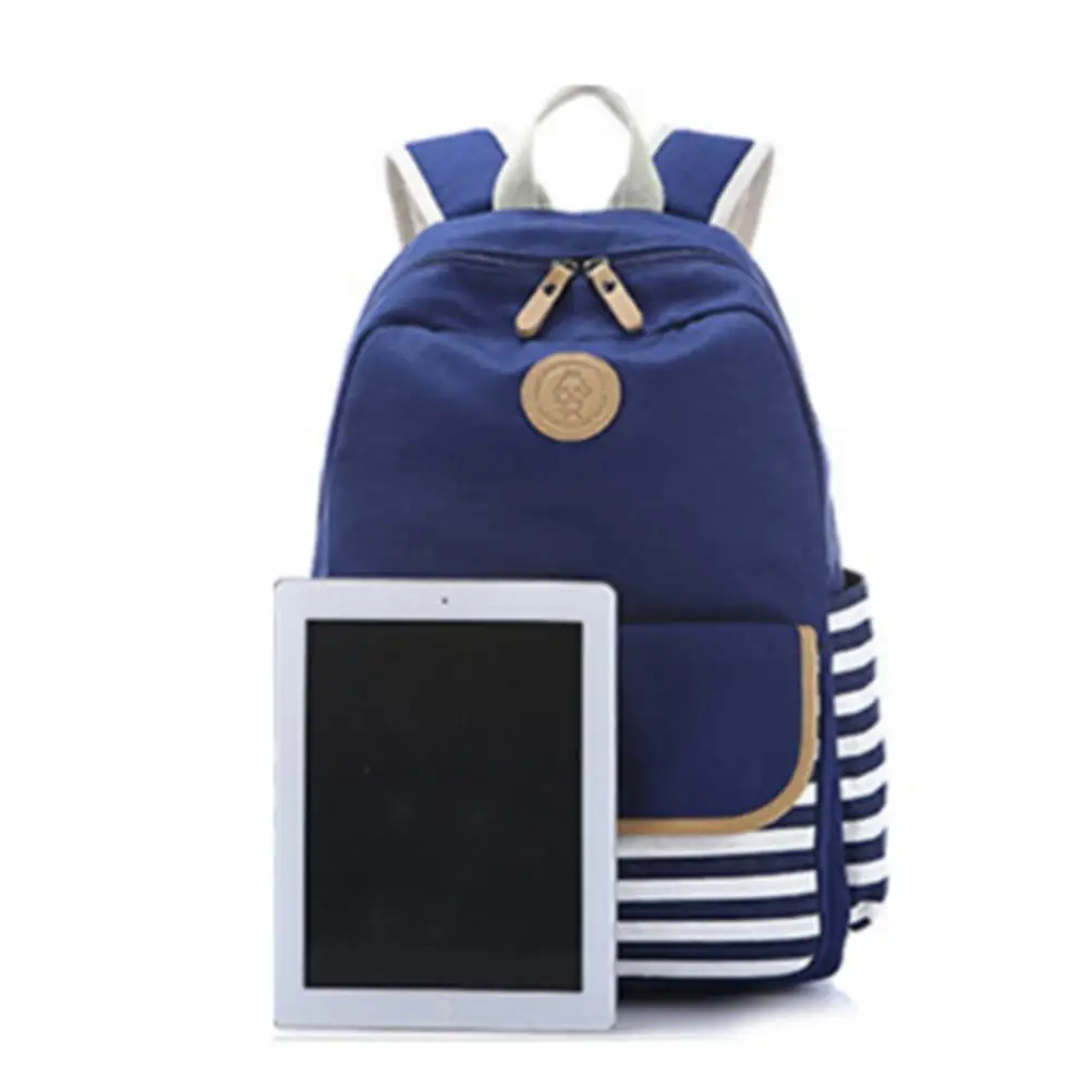 3 шт морской ветер полосатый холст сумка женский рюкзак набор средняя школа