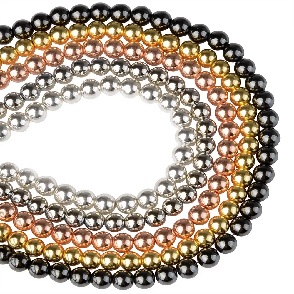 

Hematite Beads Natural Stone Black Rose Gold Stainless Color 2/3/4/6/8/10/12mm Full Size Round Beads For Jewellery Making
