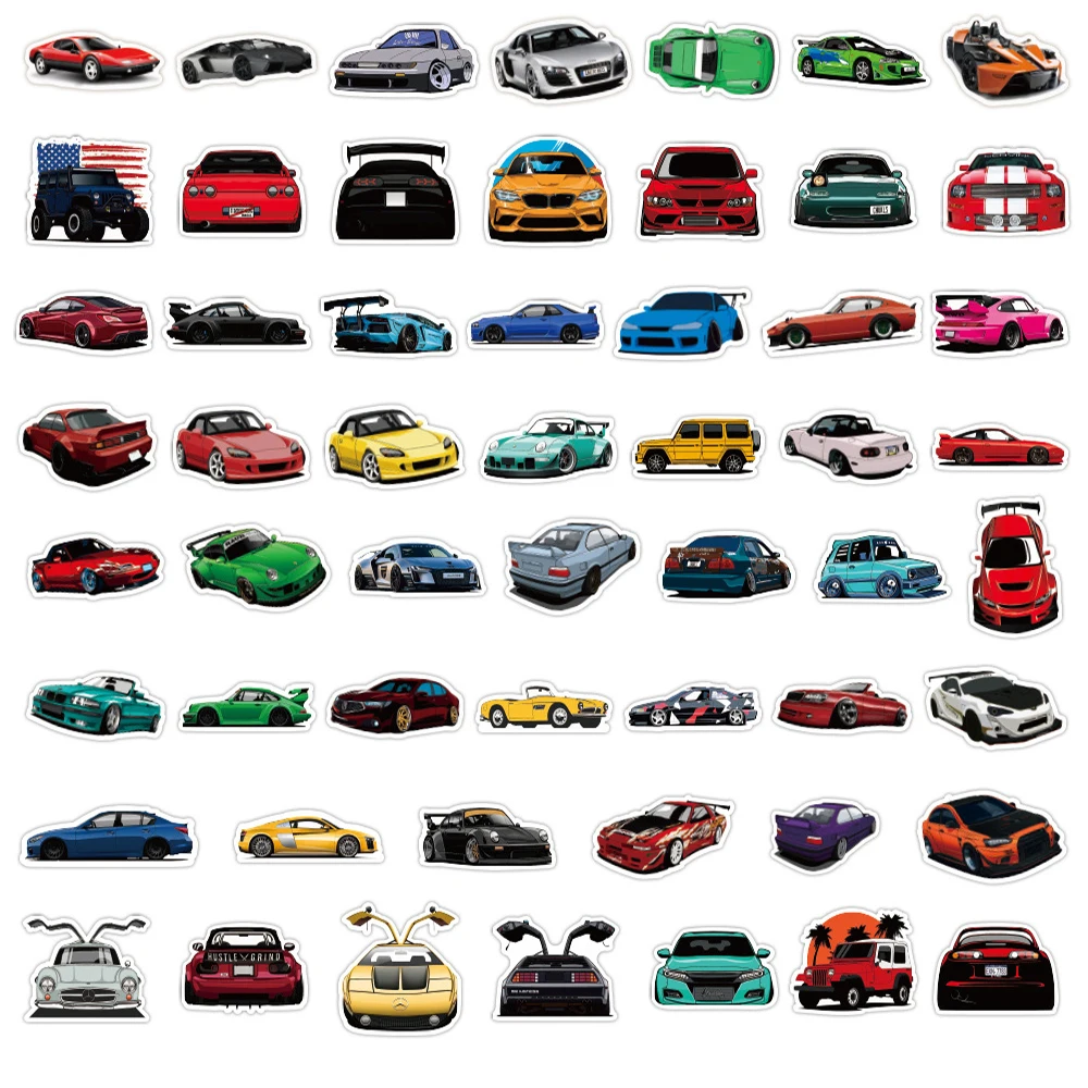 103050100pcs retrofit racing car graffiti stickers car motorcycle luggage phone guitar fridge laptop bike cool sticker toy free global shipping
