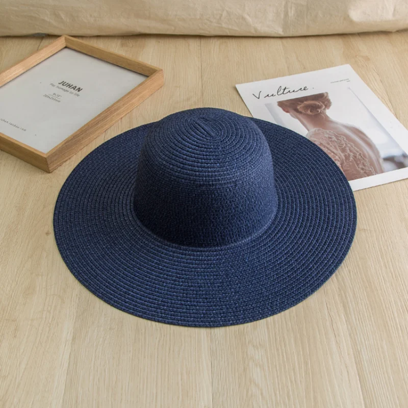 

QIUBIEKAI 2021New Fashion Beauty Lady Bohemia Shell String Beads Straw Hat Large Eaves Sunscreen Beach Hat