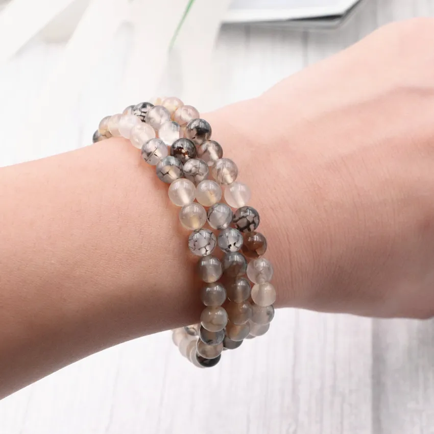 Винтажный Браслет дракон из натурального камня с прожилками Агаты кристаллом 6