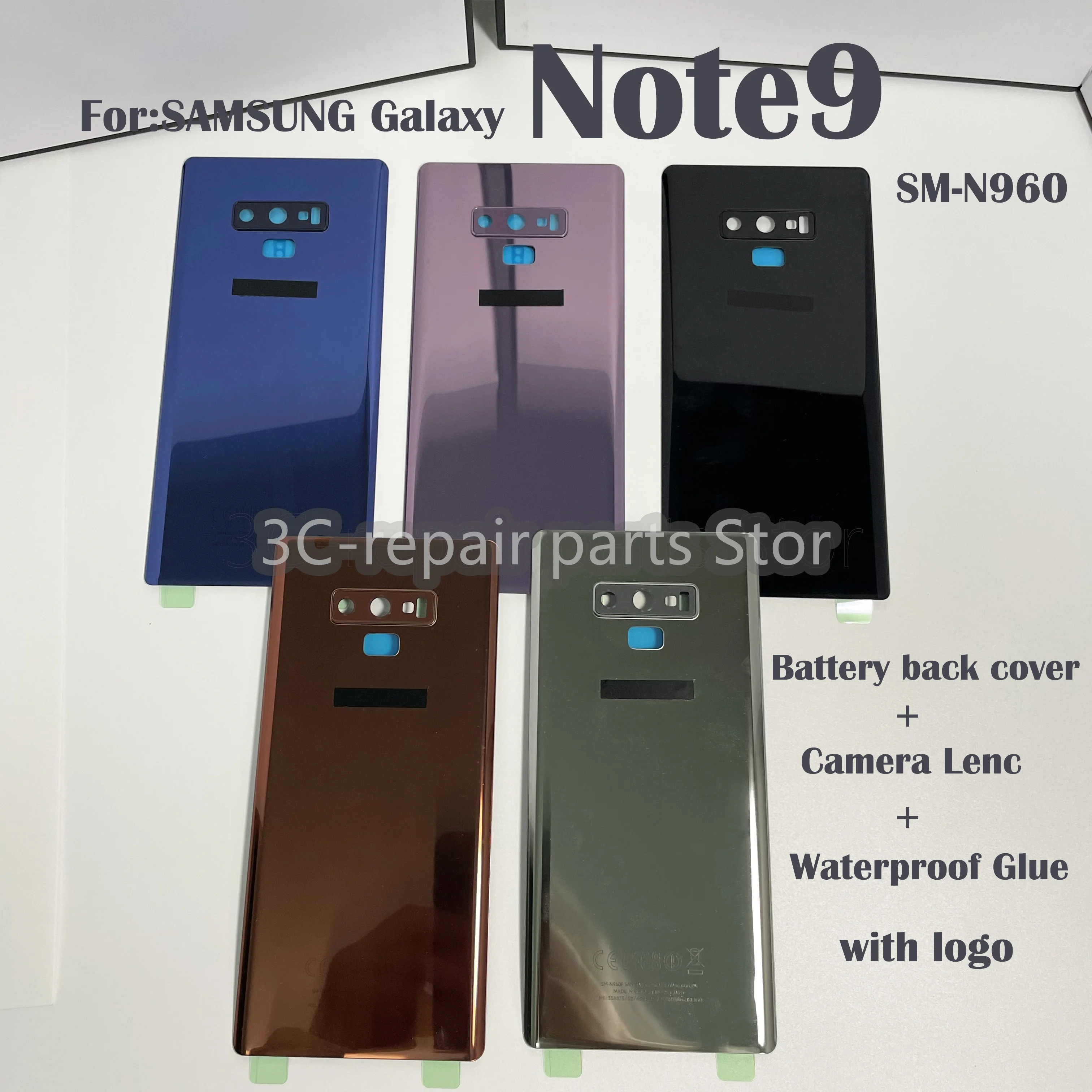 

Samsung Galaxy Note 9 SM-N960F N960 n9600 case Glass Battery Back Cover Samsung note9 Housing Replacement+Camera Glass Lens+Glue