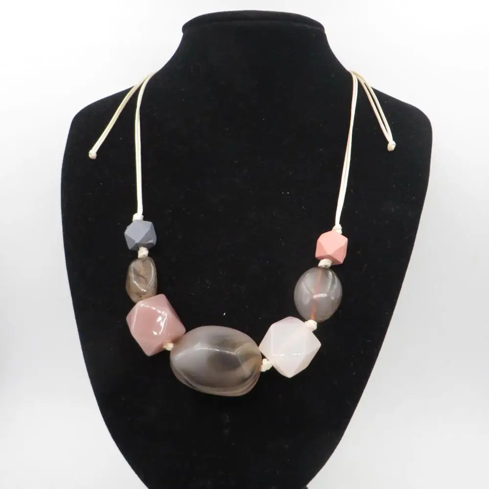 Ожерелье на длинной цепи смолы деревянная подвеска ожерелье для женщин