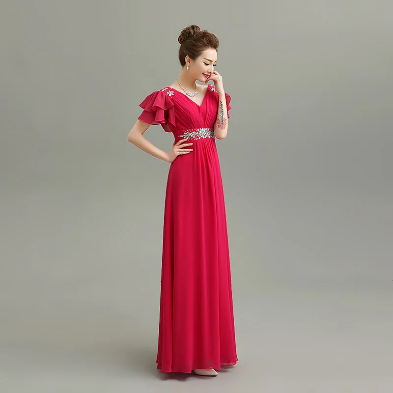 

Long Prom Dress Floor Length Wedding Party Gowns Chiffon Formal Evening Dresses