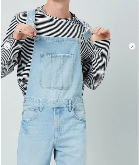 

Good Quality Men Jean Overalls Solid Casual Slim Fit Baggy Denim Pants Distressed Wide Leg Jeans Straight Blank Overalls for Man