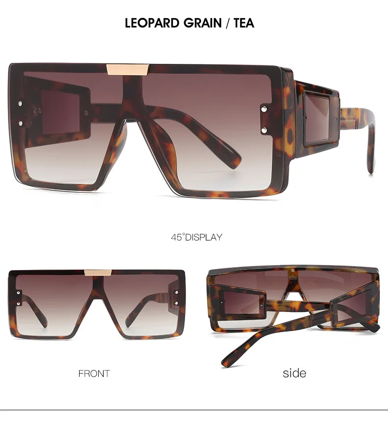Übergroßen Goggle Platz Sonnenbrille Frauen Marke Steampunk Einem Stück Flachen Top Sonnenbrille Männer Vintage Großen Rahmen Brillen UV400 – Detail 8