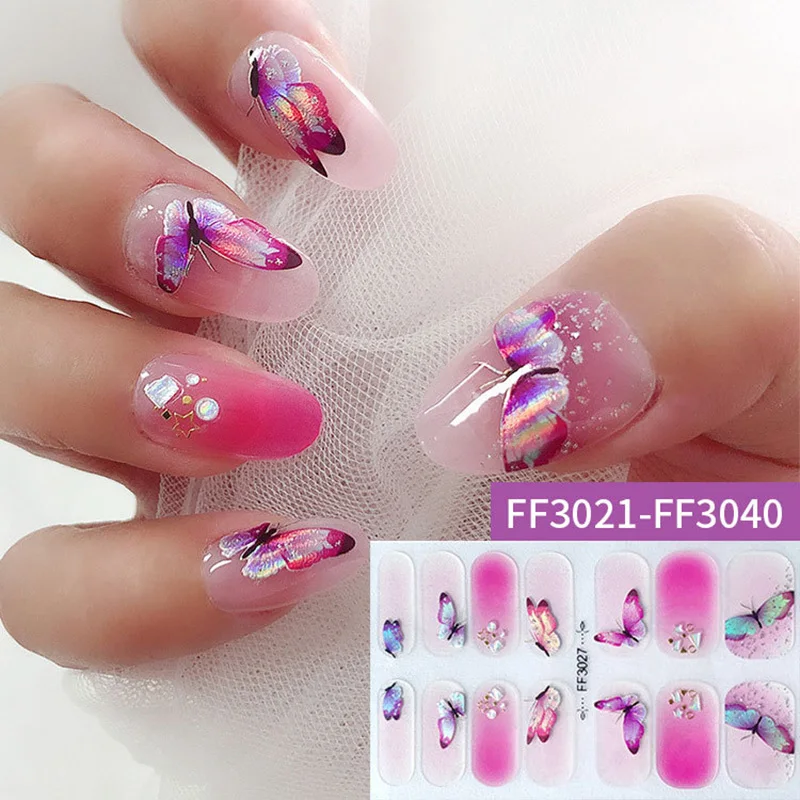 

LADY KINDOM 3D Imitation Diamond Nail Patch Laser Butterfly Pattern Nail Wraps Sticker Waterproof Eco-friendly Nail Polish Films