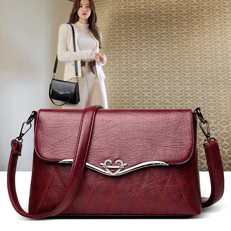 

Soft PU Leather Rhombus Plaid Flap Square Messenger Bag Women Pure Color Small Handbags Female Trendy Portable Shoulder Bag Sac
