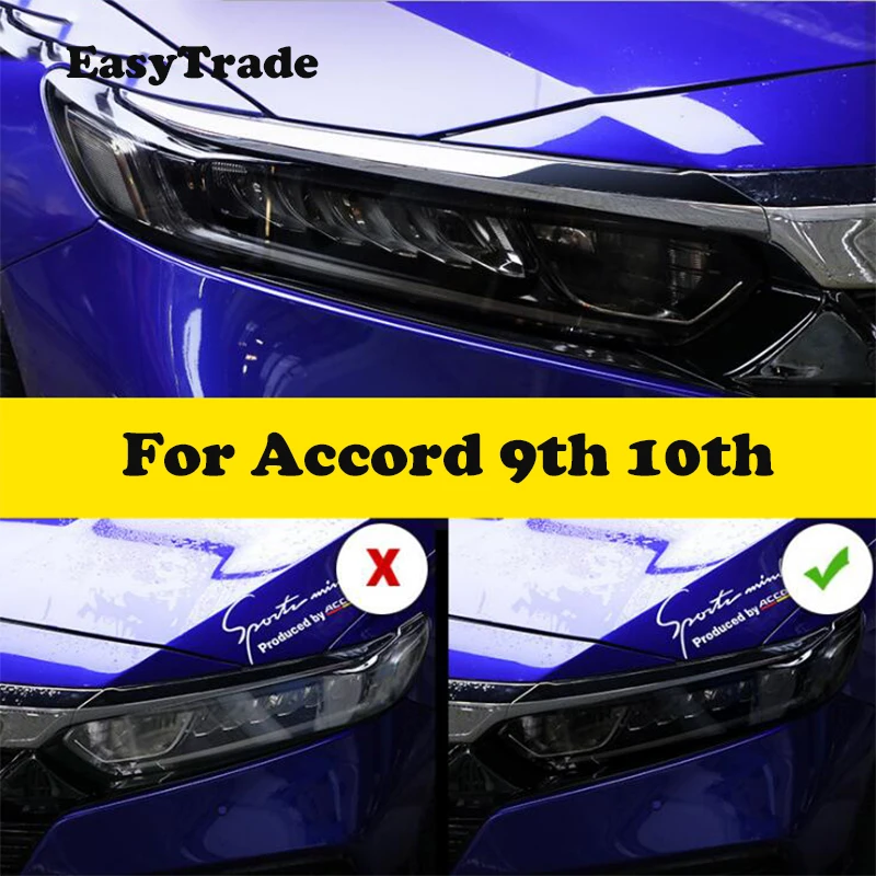 

TPU Transparent Black Film Car Headlight Protective Film Anti-scratch Sticker For Honda Accord 9 th 10 th Car Accessories 2 Pcs