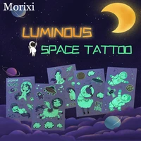 3d tattoo sticker for kids body arm makeup glow in dark night space star moon airship water transfer luminous tattoo ra049