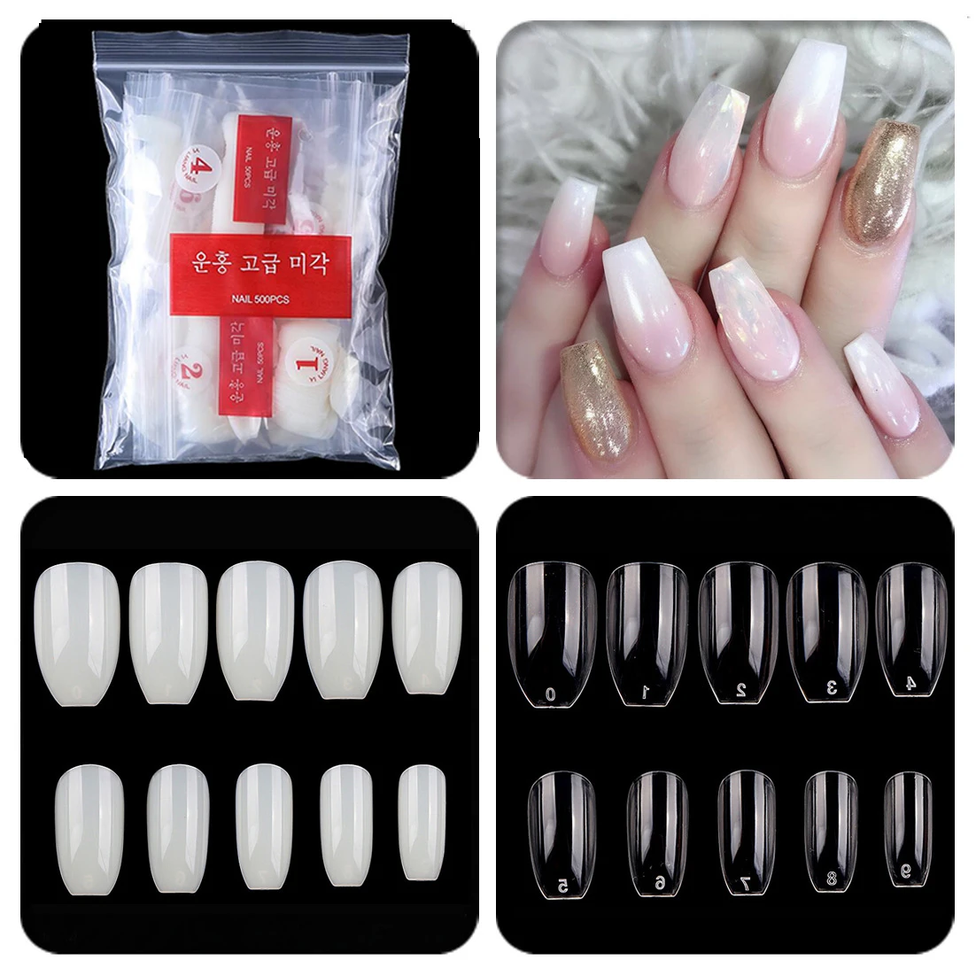 500 шт./упак. короткие ногти для гроба прозрачные натуральные белые балерины