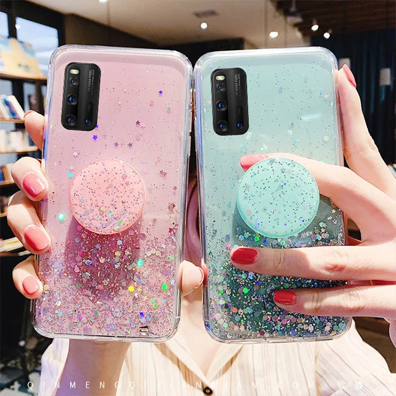 

Glitter Bling Case Voor Oppo Realme C11 C12 C15 C2 X50 5 6 Reno 2Z 3 4 Pro Case Houder OPPO A9 A53 2020 A92S A91 A31 A52 A57 A1k