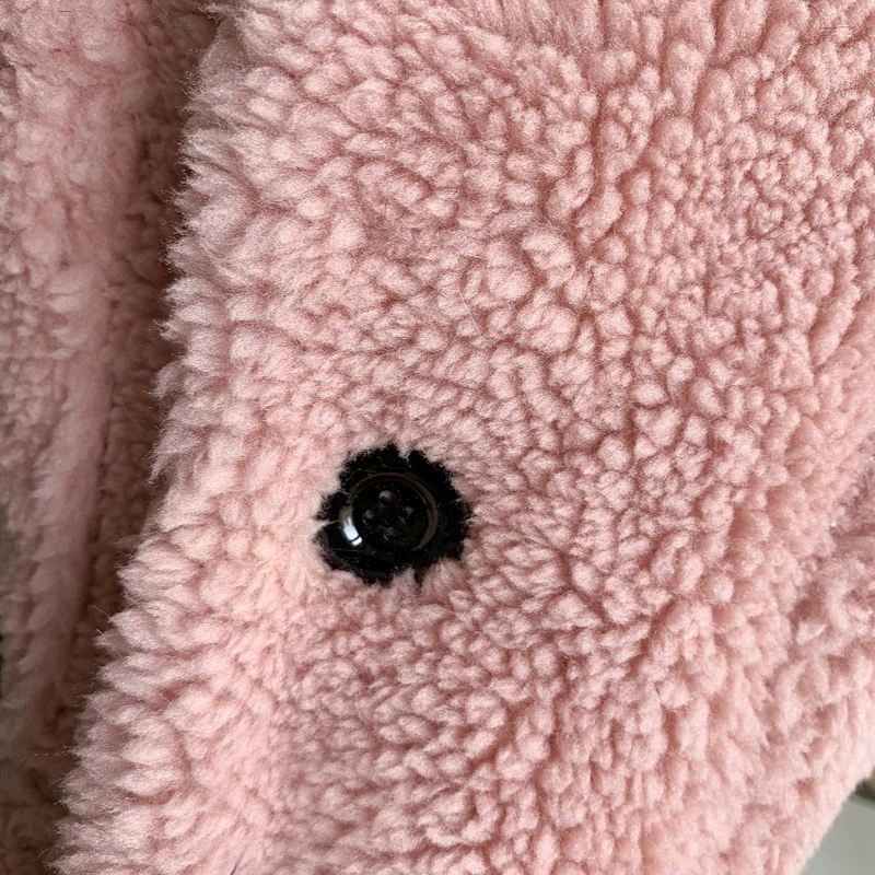 Розовый плюшевый мишка из искусственного ягненка куртка пальто женская верхняя