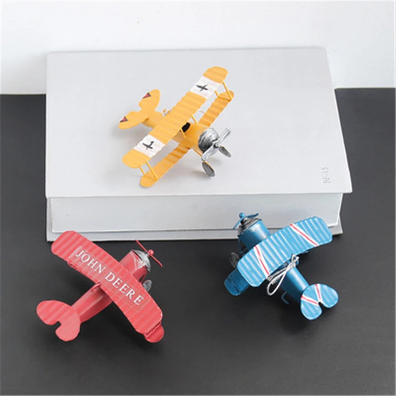 

Airplane Decor Vintage Mini Metal Decorative Airplane Model Hanging Wrought Iron Aircraft Toys for child the best birthday gift