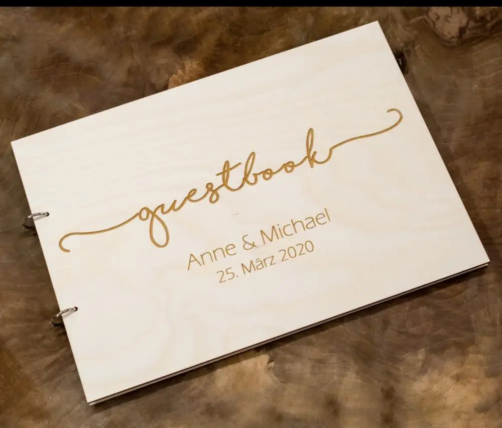 

Wedding Guest Book Wood Wedding Guestbook Personalized Sign Book Engagement Anniversary Gift Wedding Guestbook