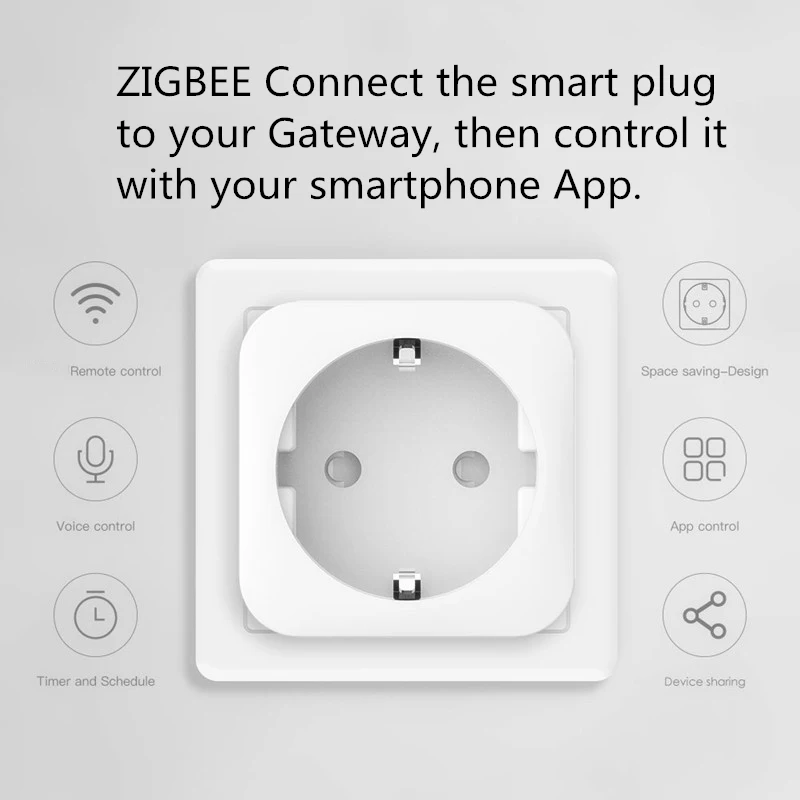 

Tuya ZigBee Smart Plug EU 16A Power Monitor Timer Socket Smart Home Wireless Compatible Alexa Google Home Assistant