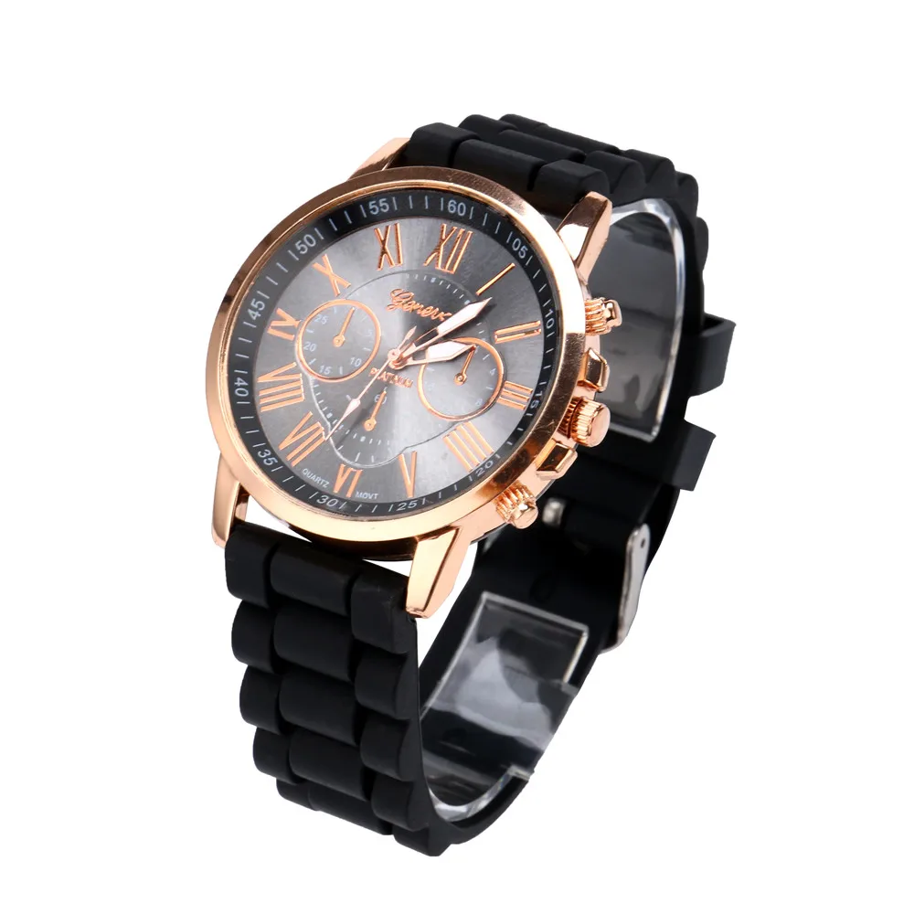 Модные женские римские цифровые силиконовые часы на ремешке желеобразного цвета