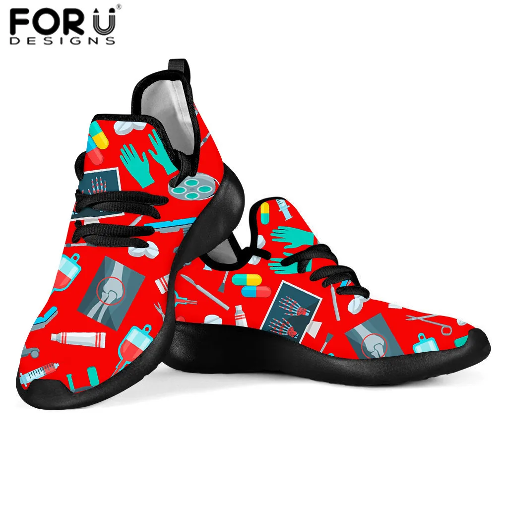 FORUDESIGNS/Женские повседневные кроссовки; Милые медицинские инструменты; стоматологический принт; женская трикотажная обувь на платформе; Черная пятница; scarpe donna - Цвет: HMF796Z60