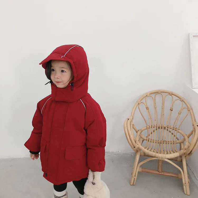 Зимняя стеганая теплая верхняя одежда с капюшоном для мальчиков и девочек