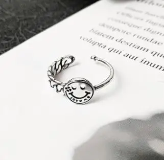 Коричневый SHANICE, 925 пробы, серебряное, Открытое кольцо, для женщин, леди, панк, Винтаж, старый тайский, серебряная, для девушек, цепочка, улыбка, личность, хорошее ювелирное изделие, Anillos - Цвет основного камня: Коричневый
