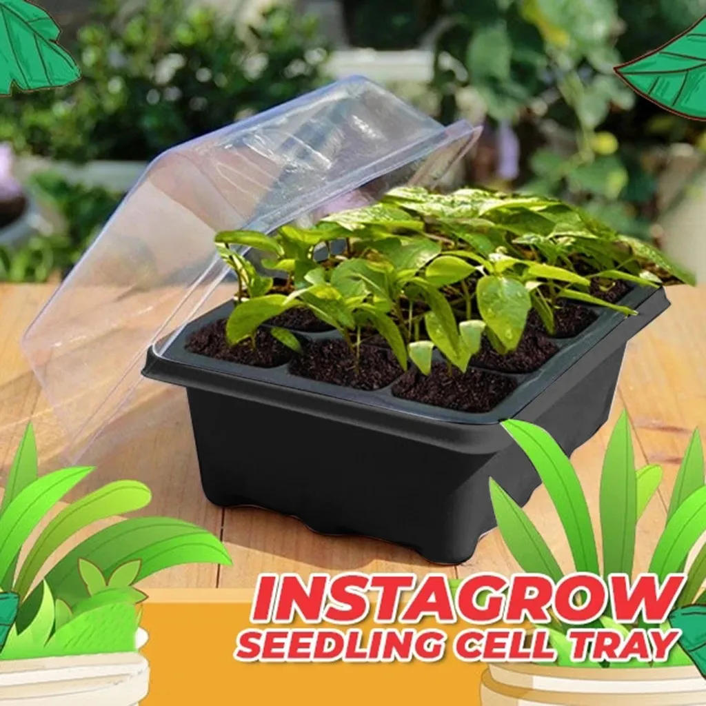 

1 PCS Seed Starter Trays Nursery Pots Seedling Tray Humidity Adjustable Switch Garden Decor Accessories 12 Cells Per Tray Box