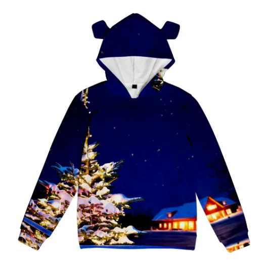 

New Arrival Christmas Design 3D Bear Ear Pullover Hoodie for Men And Women