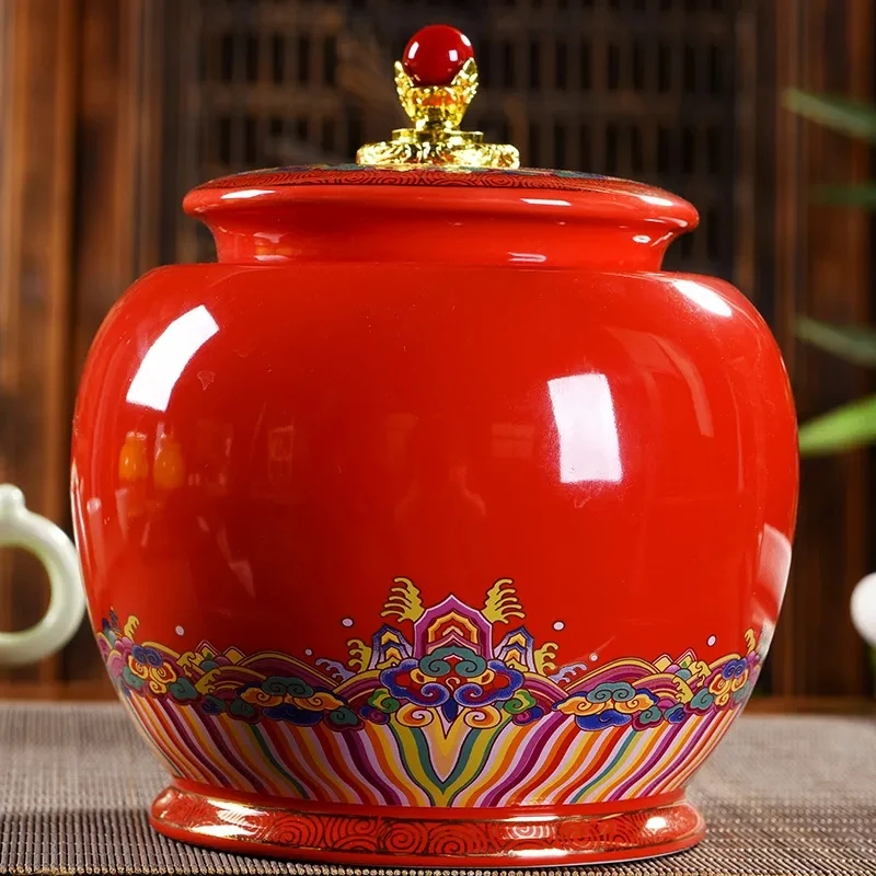 

Изысканный керамический котелок для чая в китайском стиле для кухни, практичный котелок для хранения еды, домашний декор, канистра для чая, коробка для конфет, 1 шт.