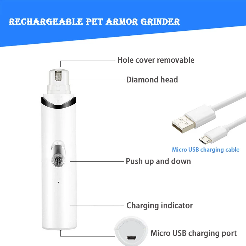 Триммер для ногтей домашних животных перезаряжаемая бронешлифовальная машинка