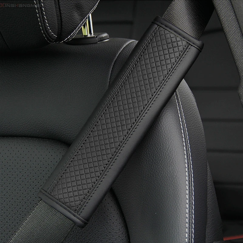 

Fibre Leather Embossed Seat Belt Shoulder Pads Car Seat Cover Safety Belts Car Accessories Car Belt Pad
