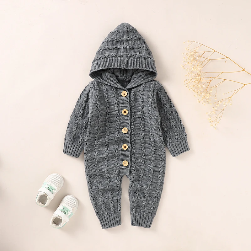 

Baby Romper Knitted Newborn Girl Boy Jumpsuit Outfits Fashion Hooded Toddler Infant Clothing Long Sleeve Autumn Winter Playsuits