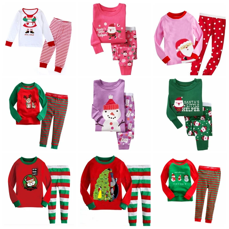 Розничная продажа! Детские рождественские пижамы с Санта Клаусом для маленьких