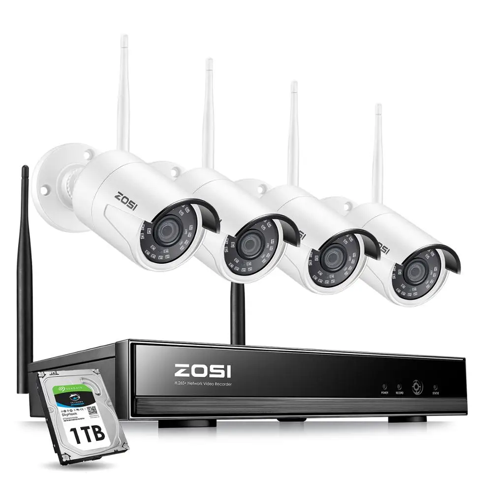 ZOSI 8CH 1080P HD WiFi NVR 2CH/4CH 2.0MP ИК Открытый всепогодный CCTV беспроводной IP камера безопасности системы видеонаблюдения комплект